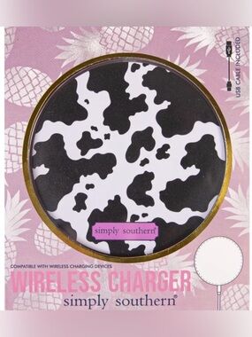Simply Southern Black and White Cow Print Wireless Charger